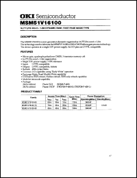 MSM51V16100-60JS datasheet: 16,777,216-word x 1-bit dynamic RAM MSM51V16100-60JS