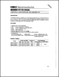 MSM51V16160A-70JS datasheet: 1,048,576-word x 16-bit dynamic RAM MSM51V16160A-70JS