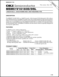 MSM51V16160D-60JS datasheet: 1,048,576-word x 16-bit dynamic RAM MSM51V16160D-60JS