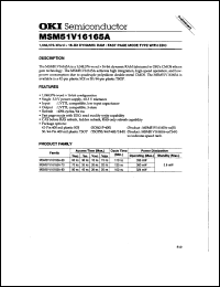 MSM51V16165A-60JS datasheet: 1,048,576-word x 16-bit dynamic RAM MSM51V16165A-60JS