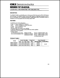 MSM51V16400A-60TS-K datasheet: 4,194,304-word x 4-bit dynamic RAM MSM51V16400A-60TS-K