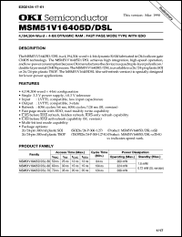 MSM51V16405DSL-70SJ datasheet: 4,194,304-word x 4-bit dynamic RAM MSM51V16405DSL-70SJ