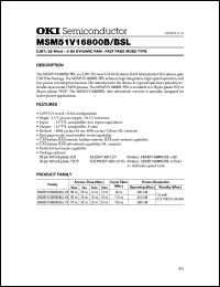 MSM51V16800B-60JS datasheet: 2,097,152-word x 8-bit dynamic RAM MSM51V16800B-60JS