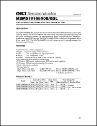 MSM51V16800BSL-50JS datasheet: 2,097,152-word x 8-bit dynamic RAM MSM51V16800BSL-50JS