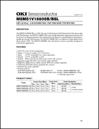 MSM51V16805BSL-50JS datasheet: 2,097,152-word x 8-bit dynamic RAM MSM51V16805BSL-50JS