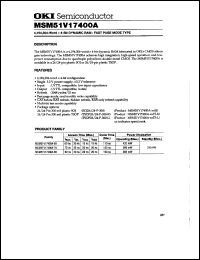 MSM51V17400A-60TS-L datasheet: 4,194,304-word x 4-bit dynamic RAM MSM51V17400A-60TS-L