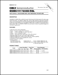 MSM51V17805DSL-60TS-K datasheet: 2,097,152-word x 8-bit dynamic RAM MSM51V17805DSL-60TS-K