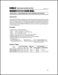 MSM51V18165B-50JS datasheet: 1,048,576-word x 16-bit dynamic RAM MSM51V18165B-50JS