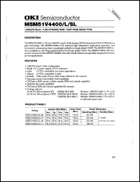 MSM51V4400L-10TS-L datasheet: 1,048,576-word x 4-bit dynamic RAM MSM51V4400L-10TS-L