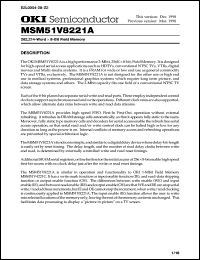 MSM51V8221A-30GS-K datasheet: 262,214-word x 8-bit field memory MSM51V8221A-30GS-K