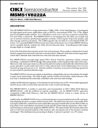 MSM51V8222A-30JS datasheet: 262,214-word x 8-bit field memory MSM51V8222A-30JS