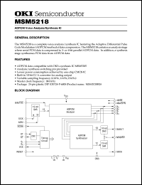 MSM5218RS datasheet: ADPCM voice analysis/synthesis IC MSM5218RS