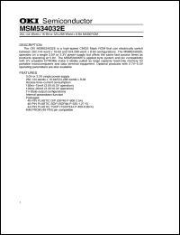 MSM534032E datasheet: 262,144-word x 16-bit or 524,288-word x 8-bit Mask ROM MSM534032E