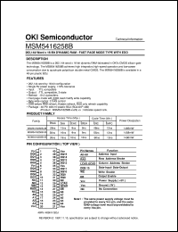 MSM5416258B-28JS datasheet: 262,144-word x 16-bit dynamic RAM MSM5416258B-28JS