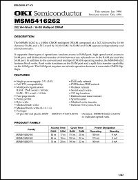 MSM5416262-60GS-K datasheet: 262,144-word x 16-bit multiport DRAM MSM5416262-60GS-K