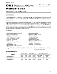 MSM5416283-70GS-K datasheet: 262,144-word x 16-bit multiport DRAM MSM5416283-70GS-K