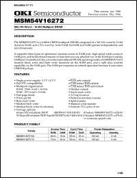 MSM54V16272-60GS-K datasheet: 262,144-word x 16-bit multiport DRAM MSM54V16272-60GS-K