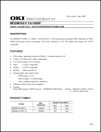 MSM56V16160F-8TS-K datasheet: 2-bank x 524,288-word x 16-bit cynchronous dynamic RAM MSM56V16160F-8TS-K