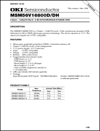 MSM56V16800D-10TS-K datasheet: 2-bank x 1,048,576-word x 8-bit cynchronous dynamic RAM MSM56V16800D-10TS-K