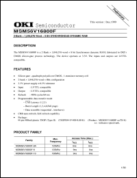 MSM56V16800F-8ATS-K datasheet: 2-bank x 1,048,576-word x 8-bit cynchronous dynamic RAM MSM56V16800F-8ATS-K