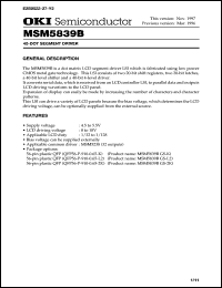 MSM5839BGS-L2 datasheet: 40-dot segment driver MSM5839BGS-L2