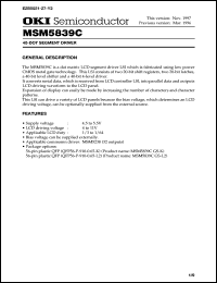 MSM5839CGS-K datasheet: 40-dot segment driver MSM5839CGS-K