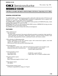 MSM63184B-xxx datasheet: 4-bit microcontroller with built-in 640-dot matrix LCD driver,operating at 0.9V(min) MSM63184B-xxx