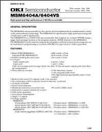 MSM6404A-xxxGS-K datasheet: High speed and high perfomance 4-bit microcontroller MSM6404A-xxxGS-K