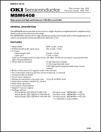 MSM6408-xxxGS-2K datasheet: High speed and high perfomance 4-bit microcontroller MSM6408-xxxGS-2K