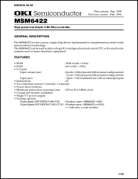 MSM6422-xxGS-K datasheet: High spreed and simple 4-bit microcontroller MSM6422-xxGS-K