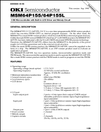 MSM64P155-003GS-BK datasheet: 4-bit microcontroller with-in LCD driver and melody circuit MSM64P155-003GS-BK