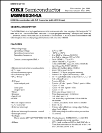 MSM65344A-xxxGS-BK datasheet: 8-bit microcontroller with A/D converter (with LCD driver) MSM65344A-xxxGS-BK