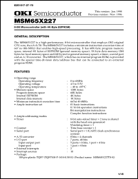 MSM65X227TS-K datasheet: 8-bit microcontroller (with 4K-byte EEPROM) MSM65X227TS-K