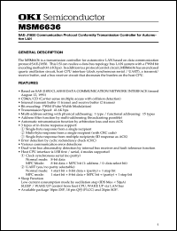 MSM6636 datasheet: SAE-J1850 communication protocol conformity transmission controller for automotive LAN MSM6636