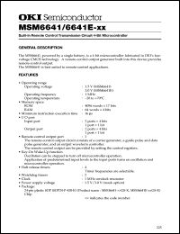 MSM6641-xxGS-K datasheet: Built-in remote control transmission circuit 4-bit microcontroller MSM6641-xxGS-K