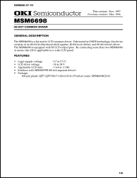 MSM6698GS-K datasheet: 80-dot common driver MSM6698GS-K