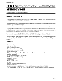 MSM66V84BJS datasheet: 4,194,304-word x 1 bit serial register MSM66V84BJS