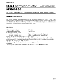 MSM6786GS-2K datasheet: 1/3,1/4 duty LCD driver with 4-dot common driver and segment driver MSM6786GS-2K