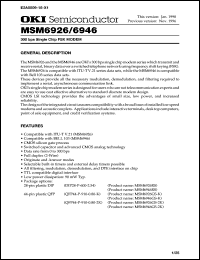 MSM6946RS datasheet: 300 bps single chip FSK MODEM MSM6946RS