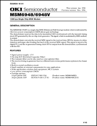 MSM6948GS-K datasheet: 1200 bps single chip MSK MODEM MSM6948GS-K