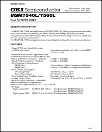 MSM7560LGS-K datasheet: Single rail ADPCM CODEC MSM7560LGS-K