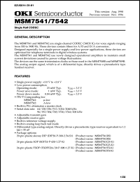 MSM7542GS-K datasheet: Single rail CODEC MSM7542GS-K