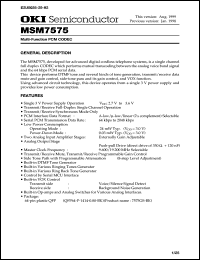 MSM7575GS-BK datasheet: Multi-function PCM CODEC MSM7575GS-BK