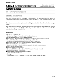 MSM7580GS-K datasheet: ITU-T Q.721 ADPCM transcoder MSM7580GS-K