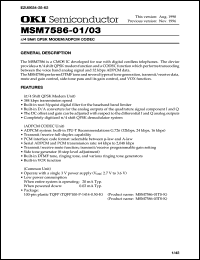 MSM7586-01TS-K datasheet: Shift QPSK MODEM/ADPCM CODEC MSM7586-01TS-K