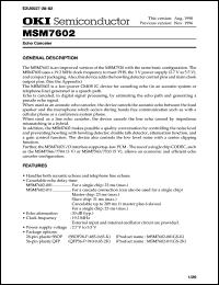 MSM7602-011GS-2K datasheet: Echo canceler MSM7602-011GS-2K