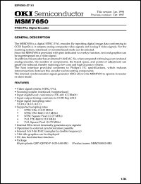 MSM7650GS-BK datasheet: NTSC/PAL digital encoder MSM7650GS-BK