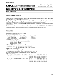 MSM7702-03GS-K datasheet: Single rail CODEC MSM7702-03GS-K