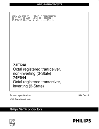 N74F543D datasheet: Octal registered transceiver, non-inverting (3-State); Octal registered transceiver,inverting (3-State) N74F543D