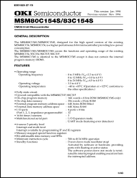 MSM83C154S-xxxJS datasheet: CMOS 8-bit microcontroller MSM83C154S-xxxJS